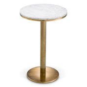 Side Table Tavolara vintage brass finish white marble