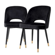 Silla de comedor Cliff Roche terciopelo negro juego de 2