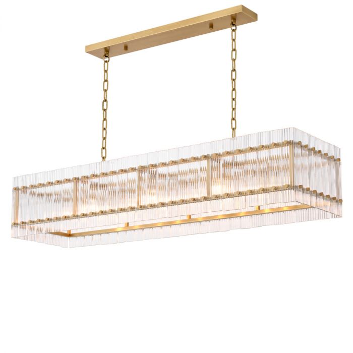 Chandelier Ruby rectangular antique brass finish