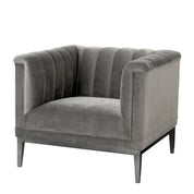 Silla Raffles Roche terciopelo gris marsopa