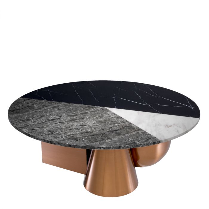 Mesa de centro Tricolori acabado cobre cepillado