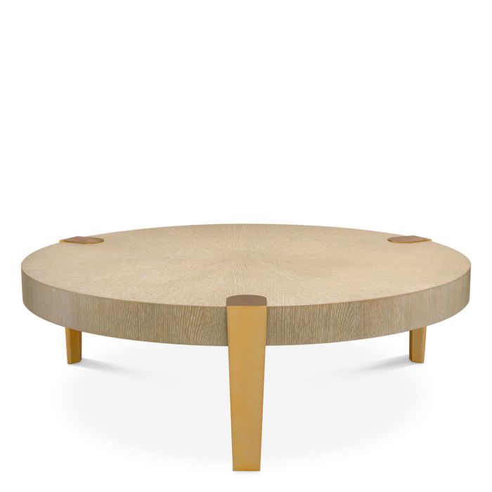 Mesa de centro Oxnard chapa de roble lavado br latón