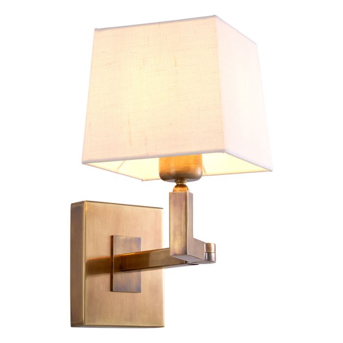 Wall Lamp Cambell vintage brass finish incl shade