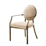 Dining Chair Scribe with arm dark brass greige velvet