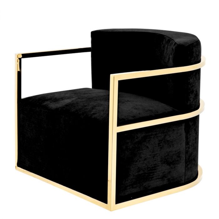 Silla Emilio acabado oro terciopelo negro