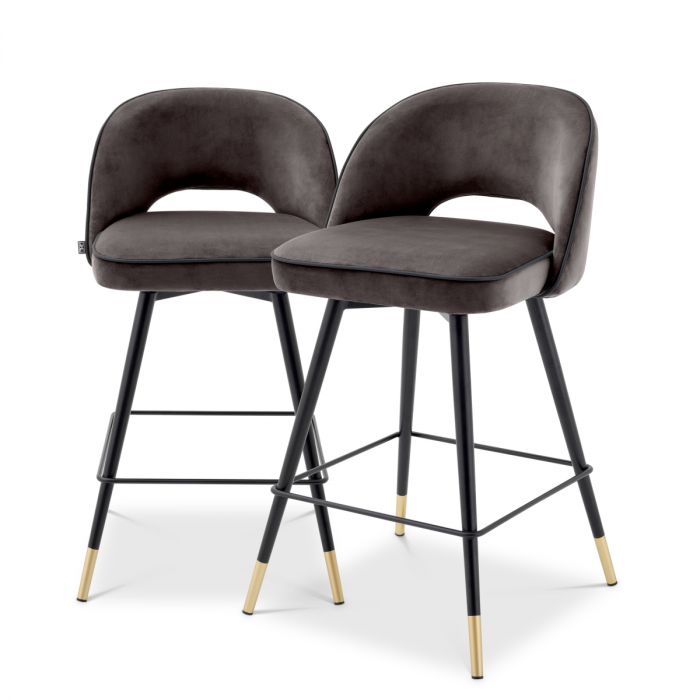 Counter Stool Cliff savona grey velvet set of 2