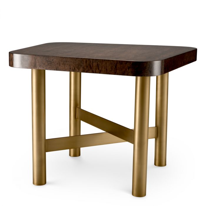 Side Table Oracle maple veneer high gloss brushed brass finish