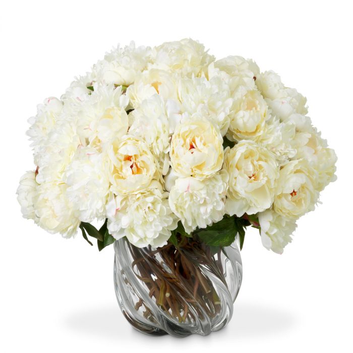 Ramo de Peonias tonos blancos tacto real 48 uds/2 variedades