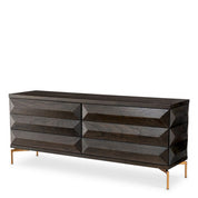 Drawer Dresser Denver mocha oak veneer brushed brass finish