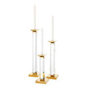 Candle Holder Livia gold finish clear crystal glass set of 3