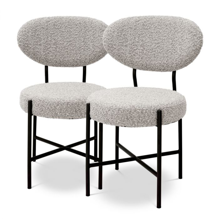 Dining Chair Vicq bouclé grey set of 2