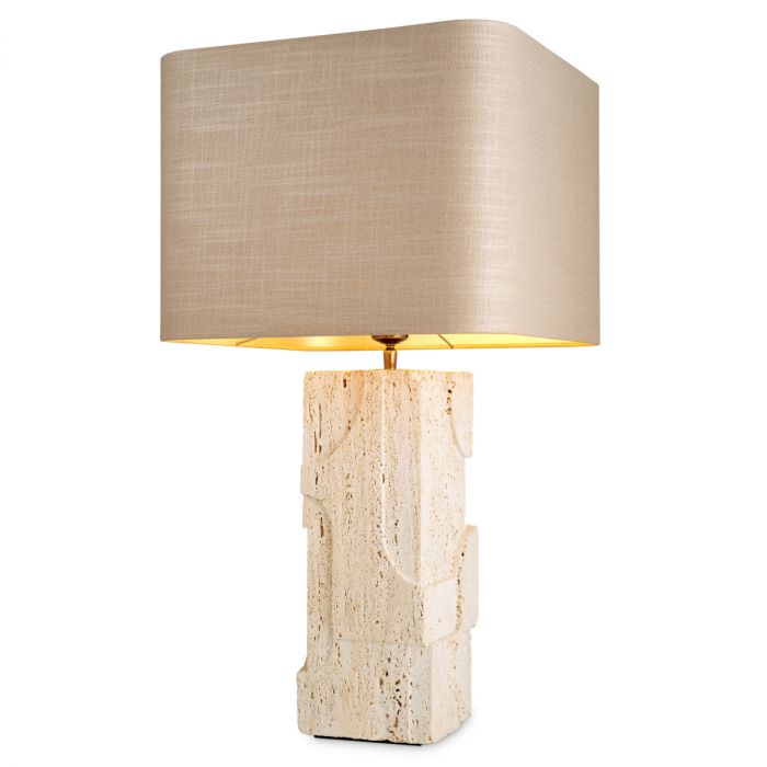 Table Lamp Mazzini travertine incl shade