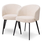 Silla de comedor Lloyd con brazo bouclé crema juego de 2
