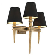 Wall Lamp Waterloo Triple vintage brass finish incl black shades