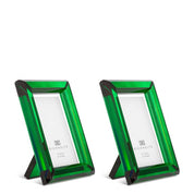 Picture Frame Theory S green crystal glass set of 2