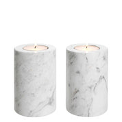 Tealight Holder Tobor S white marble set of 2