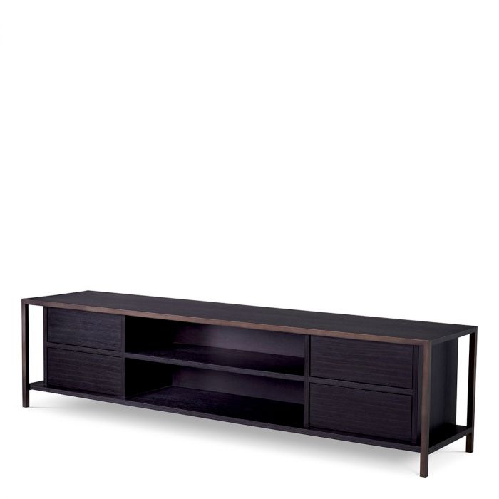 TV Cabinet Wilmot charcoal grey oak medium bronze finish