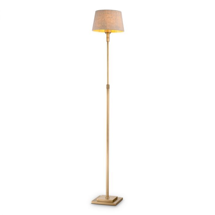 Floor Lamp Tryon antique brass finish incl linen shade