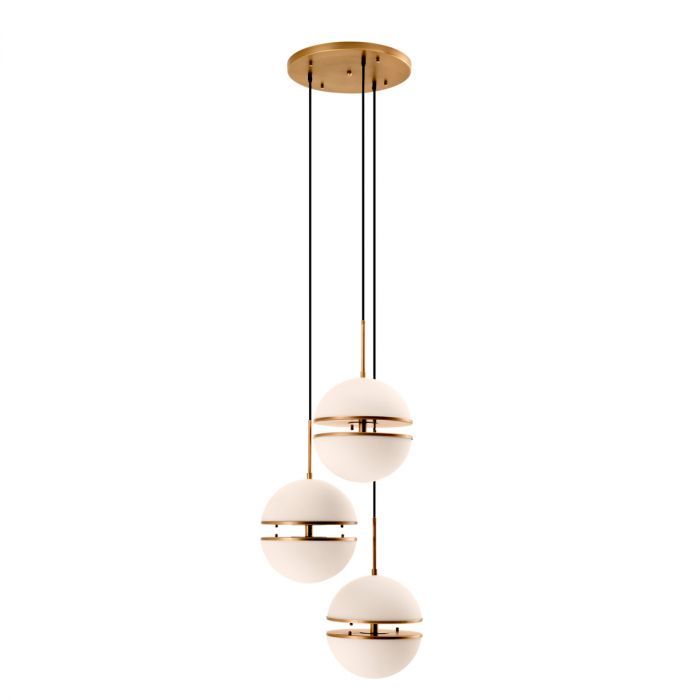 Hanging Lamp Spiridon Triple antique brass finish