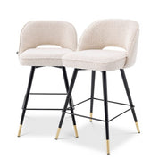 Taburete alto Cliff bouclé crema juego de 2