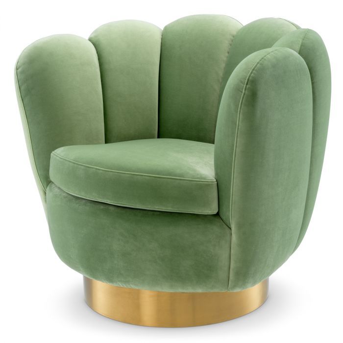 Silla giratoria Mirage savona terciopelo verde pistacho