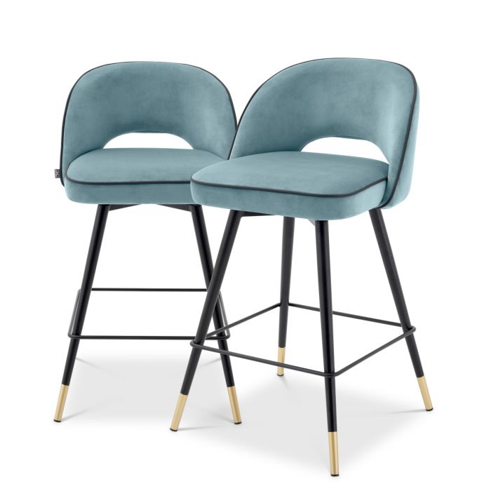 Counter Stool Cliff savona blue velvet set of 2