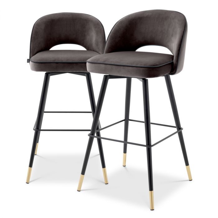 Bar Stool Cliff savona grey velvet set of 2
