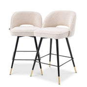Taburete alto Cliff bouclé crema juego de 2