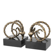 Bookend Ibex vintage brass finish set of 2