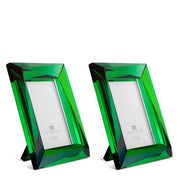 Picture Frame Obliquity L green crystal glass set of 2