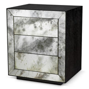 Nightstand Bogart charcoal grey oak veneer antique mirror glass