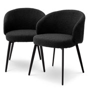 Dining Chair Lloyd with arm bouclé black set of 2