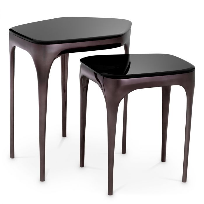Side Table Deacon black nickel finish set of 2