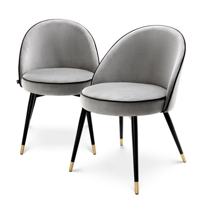 Dining Chair Cooper roche light grey velvet set of 2