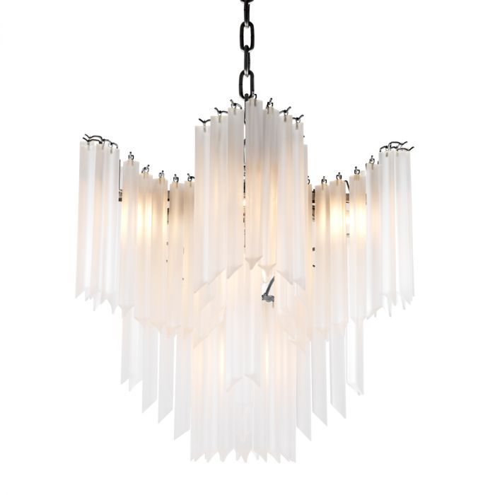 Chandelier Pulsar nickel finish frosted glass