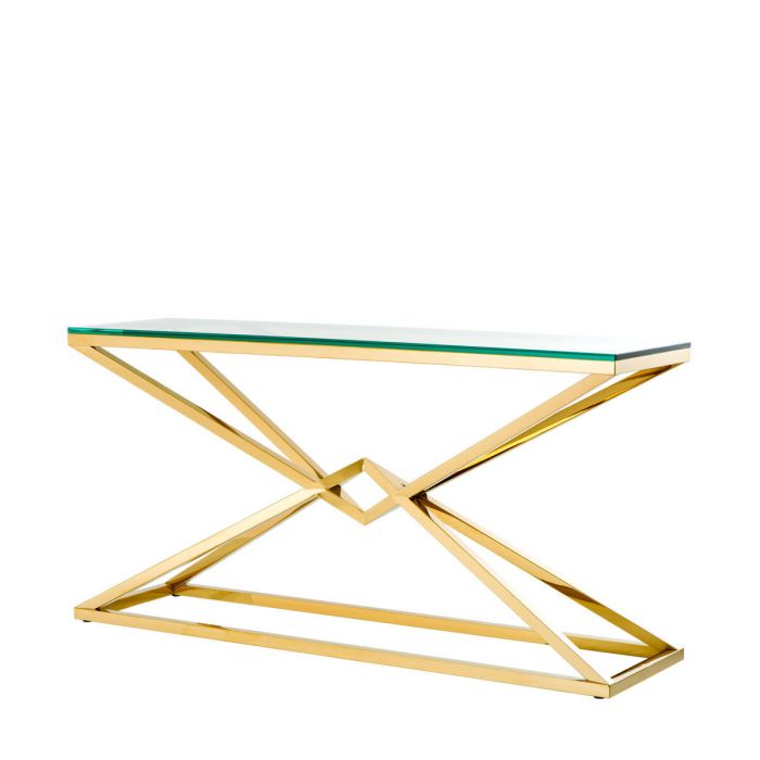 Mesa consola Connor L acabado dorado
