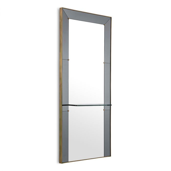 Mirror Bellana antique brass finish smoke glass