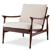 Chair Manzo classic brown finish bouclé cream incl cushions