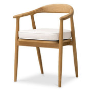 Silla de comedor de exterior Beale teca natural flores blanco roto
