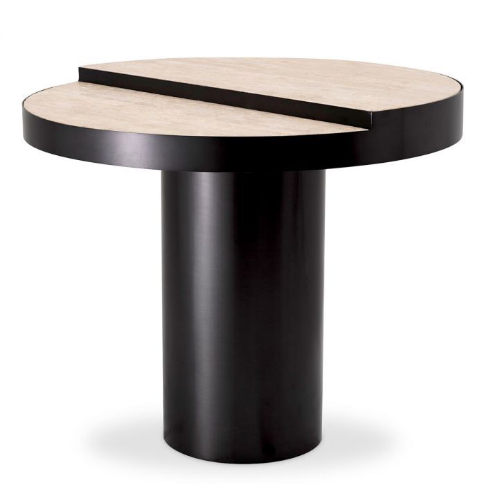 Side Table Excelsior bronze finish travertine