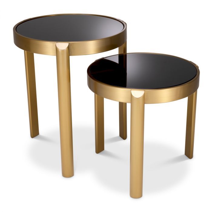 Side Table Buena brushed brass finish set of 2