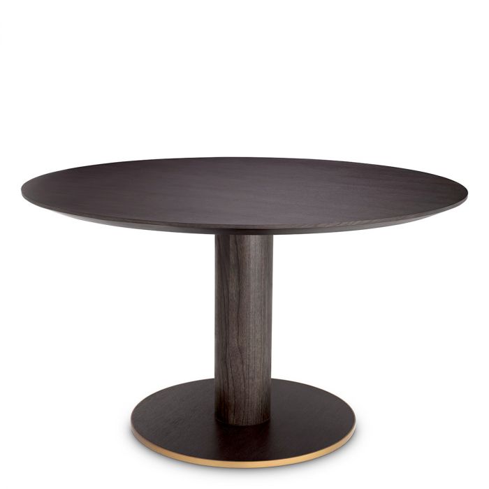 Dining Table Astro mocha oak veneer brushed brass finish