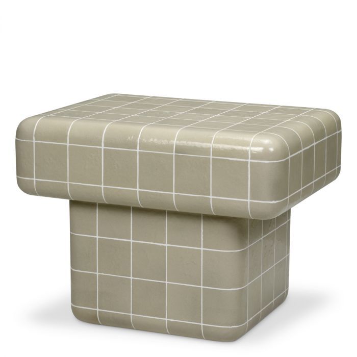 Mesa auxiliar de exterior Mateo gris claro