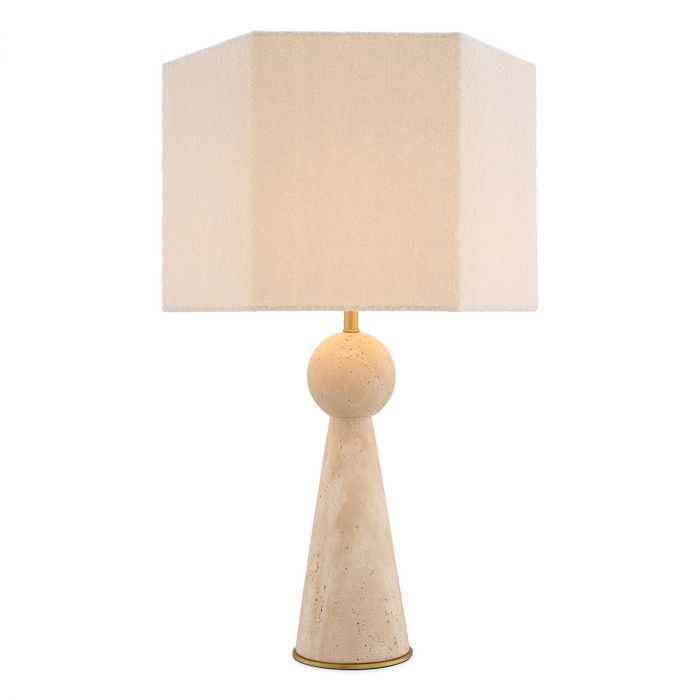 Lámpara de mesa Novak travertino con pantalla