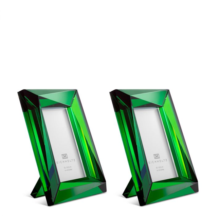 Picture Frame Obliquity S green crystal glass set of 2
