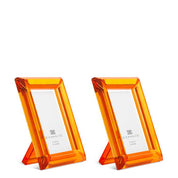 Juego de 2 marcos de fotos de cristal naranja Theory S
