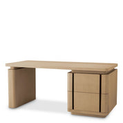 Desk Modesto natural oak veneer bronze finish