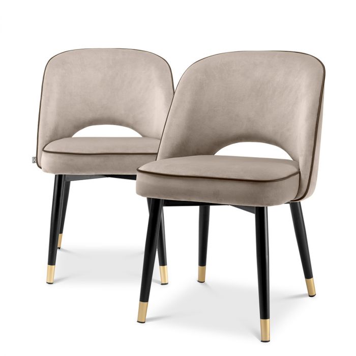 Dining Chair Cliff savona greige velvet set of 2