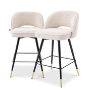 Taburete alto Cliff bouclé crema juego de 2