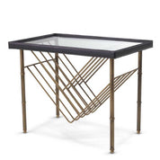 Side Table Princess with magazine rack black leather